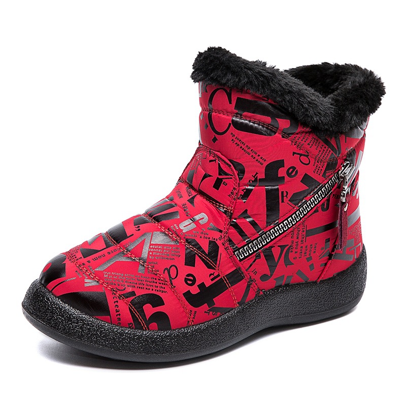 Racing Dragon nuevas botas de nieve de doble cremallera para mujeres más tamaño corto invierno Comercio exterior botas cortas de mujer botas acolchadas de algodón para mujeres 43
