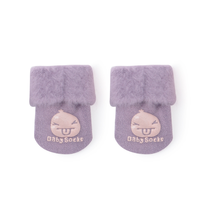 20 años nuevos calcetines para bebés Otoño e Invierno engrosados forrados con forro polar calcetines cálidos para bebés Calcetines antideslizantes para niños pequeños
