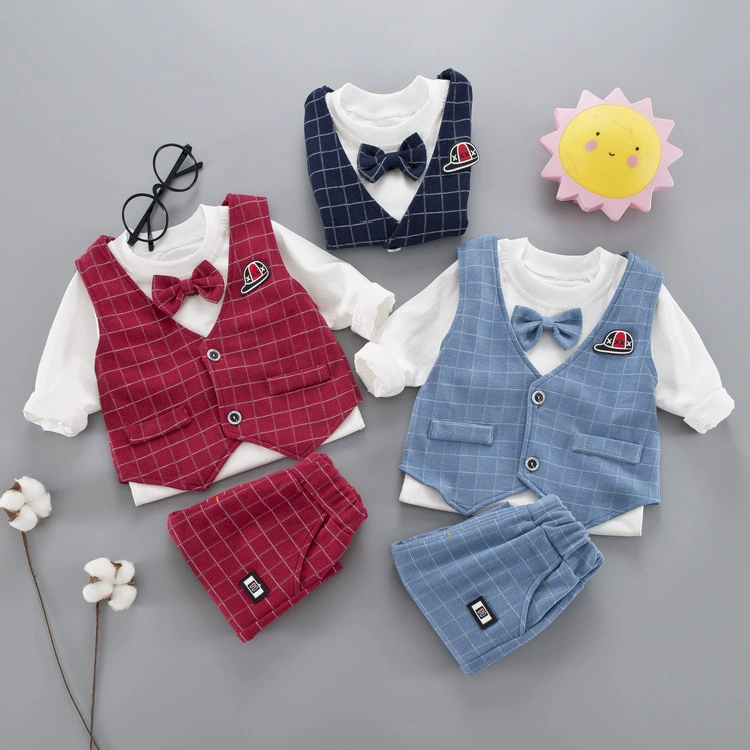 Vest, suit, set for boys, 2020, autumn, 3 piece set, Korean style, children's clothing