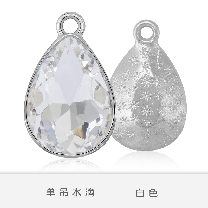 Fabricantes al por mayor gota de agua pulsera colgante simple colgante de aleación de zinc colgante accesorios de joyería de bricolaje pendientes accesorios de pulsera blanco K