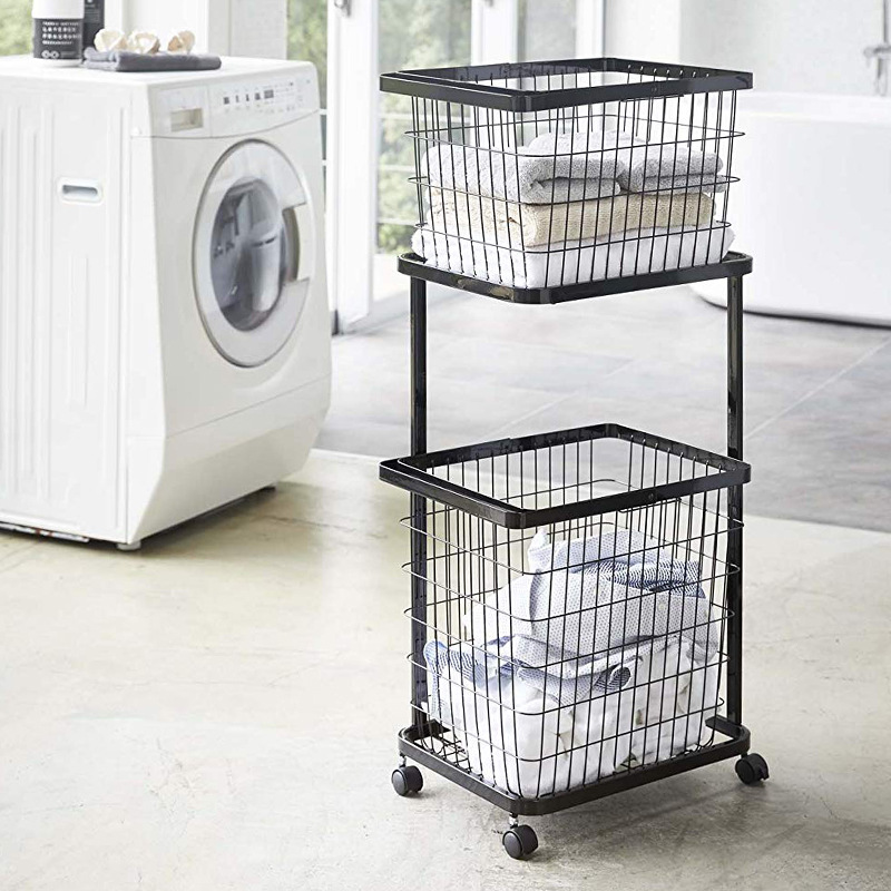 Household Nordic Laundry Basket Dirty Clothes Basket Frame Lou Change Clothes Dirty Clothes Storage Basket Iron Double Dirty Clothes Basket