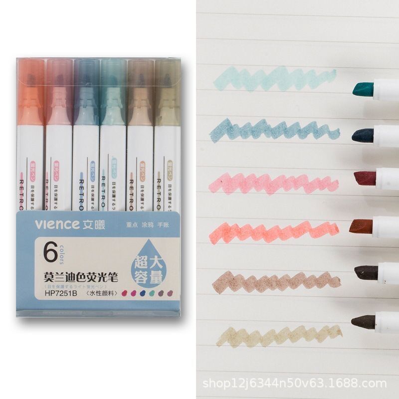 Wenxi colección club fluorescente pluma morandi color estudiante marcado pluma mano cuenta carrera clave marcado pluma 6 color traje