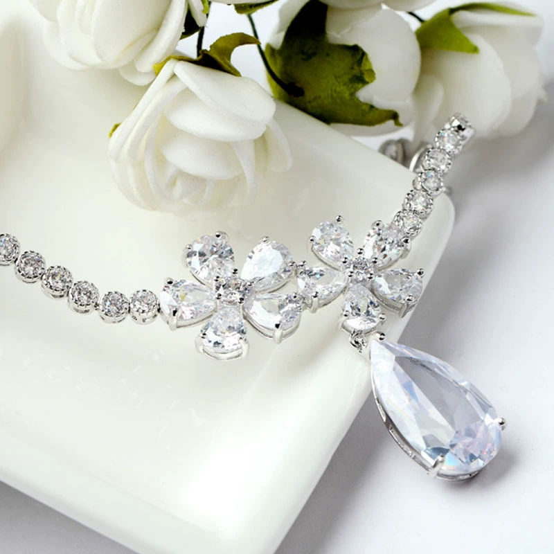 Н Necklace для невесты, медная цирконий, набор, вечернее платье, аксессуары, стиль лёгкой роскоши, европейский стиль