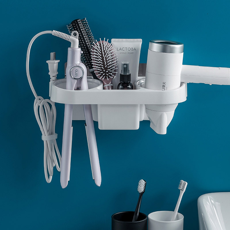 Estante de secador de pelo, estante de artículos para el hogar de baño, almacenamiento de pared, acabado, estante de almacenamiento de secador de pelo, fábrica al por mayor