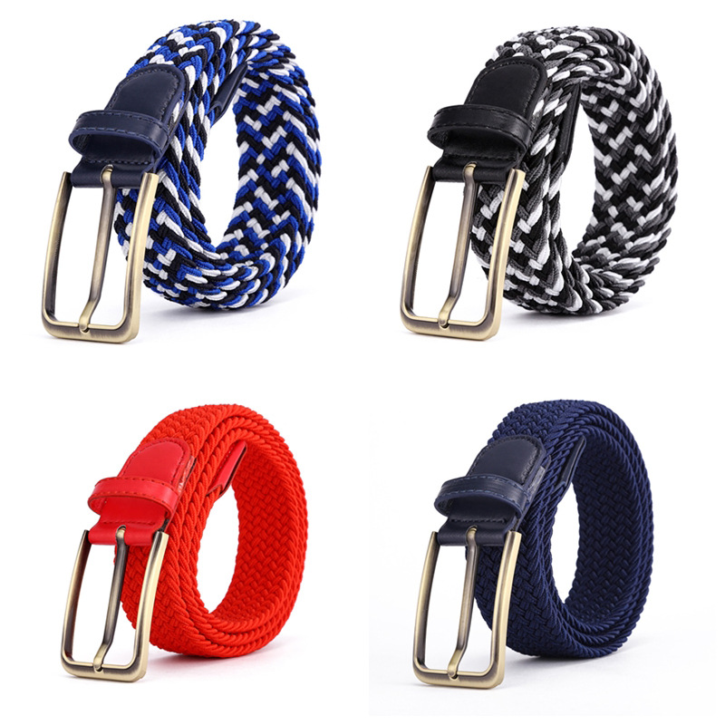 Correa de aleación rectangular 39 Color hombres y mujeres de la aguja cuero hebilla pantalones elásticos cinturón coreano cinturón tejido de lona elástica