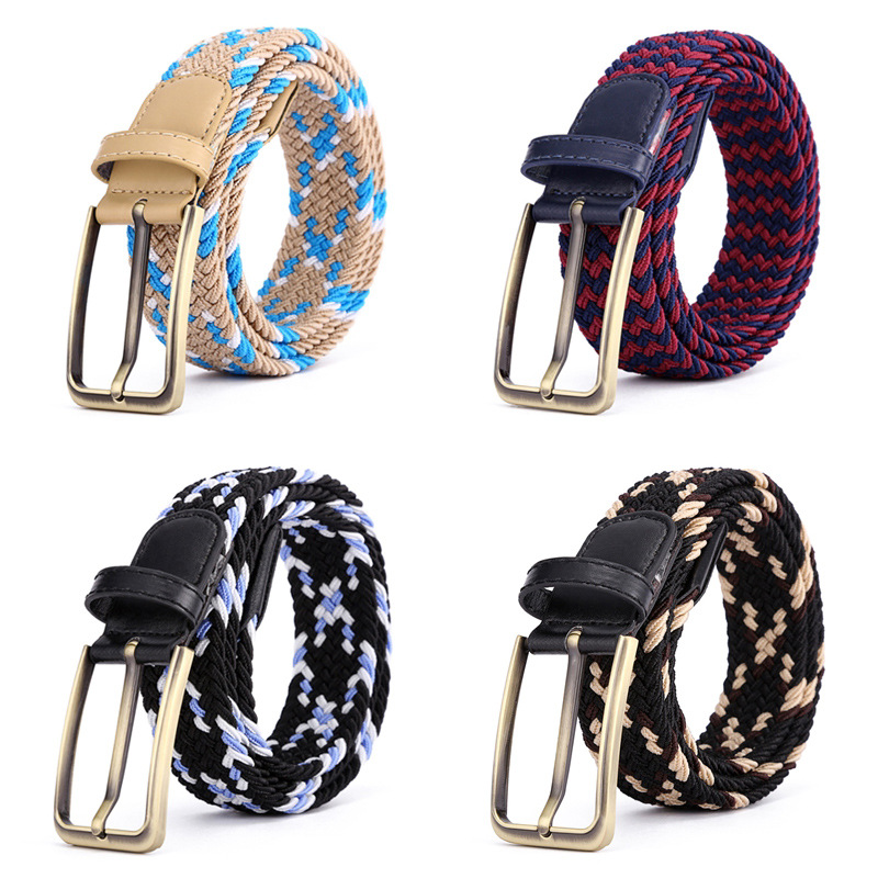 Correa de aleación rectangular 39 Color hombres y mujeres de la aguja cuero hebilla pantalones elásticos cinturón coreano cinturón tejido de lona elástica