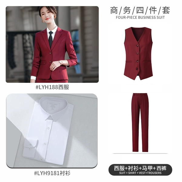 LYH188 female red suit + 9181 shirt + 388 vest + 388 trousers