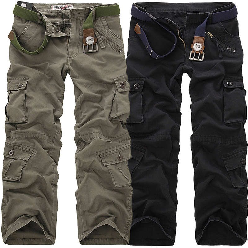 Factory bulk AliExpress new men's European size large size camouflage pants thickened washed overalls multi-pocket pants