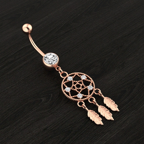 Hot new trefoil dream catcher zircon belly button ring navel nail piercing jewelry online wholesale