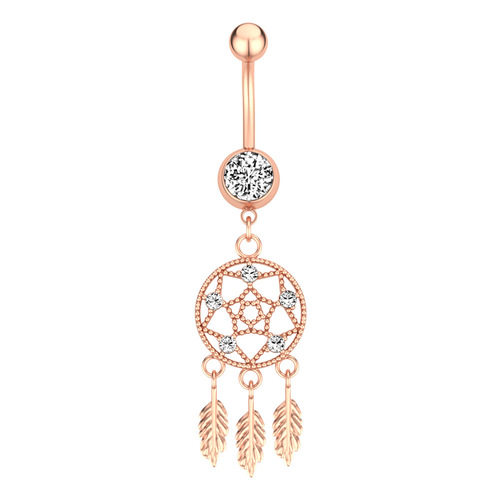 Hot new trefoil dream catcher zircon belly button ring navel nail piercing jewelry online wholesale