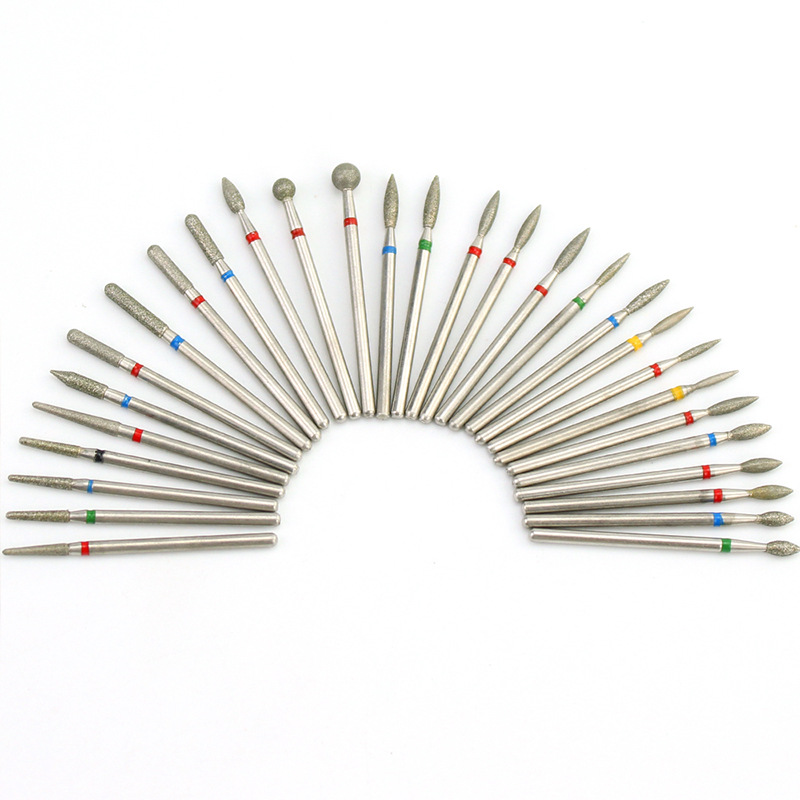 Herramientas de uñas de dedo 7 piezas traje de plata cabeza de molienda de acero de tungsteno diamante removedor de uñas máquina de molienda cabeza de molienda