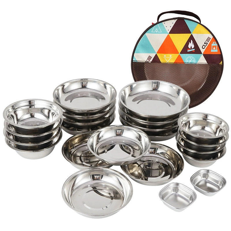 Handheld dinner plate, travel set, tableware, 22 pieces