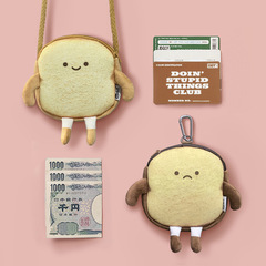 Toast Bread Coin Purse Coin Bag Cute Cartoon Personality Creative Student Girl Heart Crossbody Casual Small Shoulder Bag