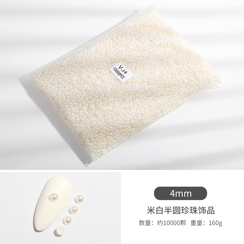 Manicura semicírculo perla joyería 1,5-6mm beige AB color mágico ins perla plana diamante bolsa manicura joyería
