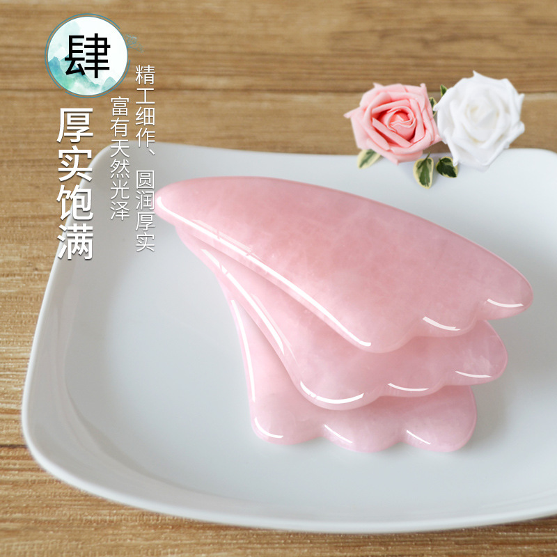 Herramienta de Jade Rosa para Masaje Facial, Forma de Pez y Triángulo