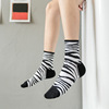 Tide, demi-season white sports Japanese black knee socks, mid-length