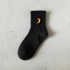 Tide, demi-season white sports Japanese black knee socks, mid-length