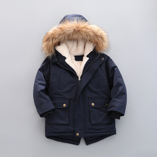 Children's Thicker Padded Cotton Jacket 2024 Fashion Hooded Winter Coat Cotton Outerwear for Kids