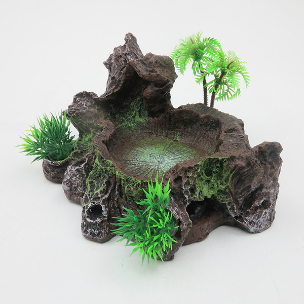 Fish tank landscaping ornaments simulated flocking resin moss water…