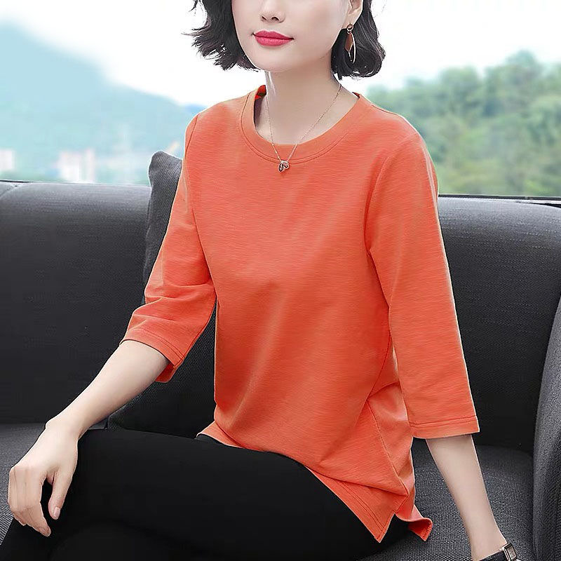 Spring/Summer Korean Style Short Sleeve T-Shirt, Women's Three-Quarter Sleeve Top, Base Layer Layer Long Sleeve Mom T-Sh_ecoleips.com