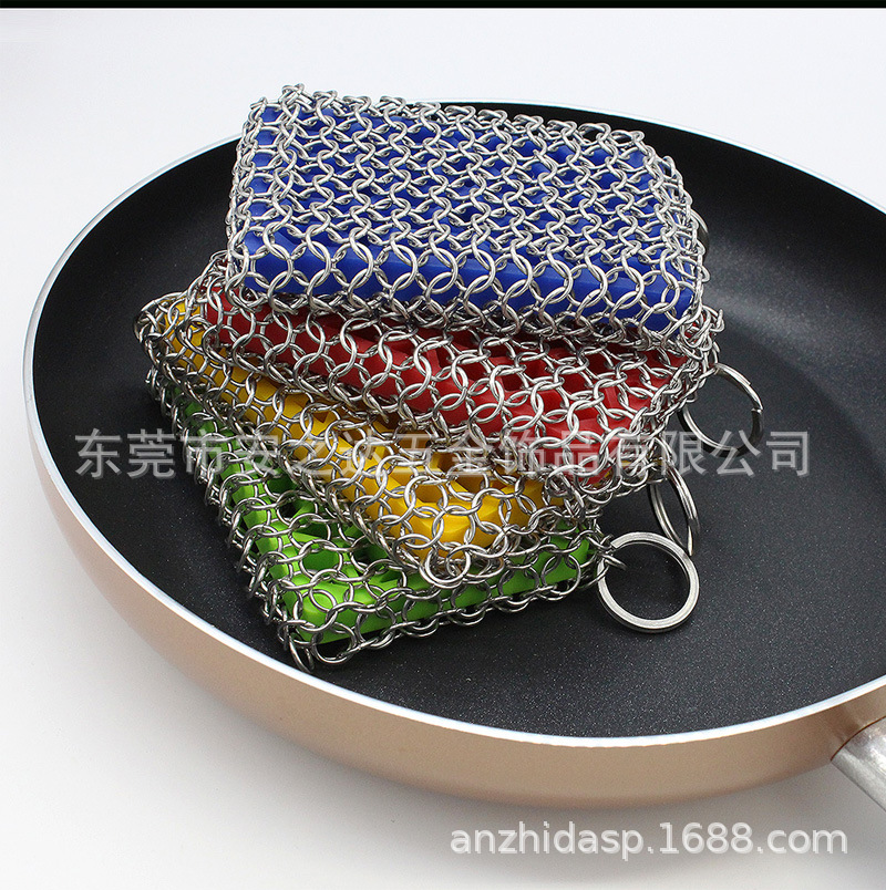 Anillo único de acero inoxidable dos anillos de tres anillos anillo ultrafino cocina lavavajillas olla malla limpieza artefacto cepillo olla red