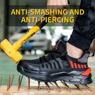 Labor Protection Shoes, Anti-Smash and Anti-Puncture, Men's Summer Breathable, Deodorant Steel Toe, Lightweight, Soft Sole, Non-Slip, Wear-Resistant Protective Work Shoes