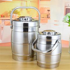 Factory direct sales stainless steel insulated pot drum-shaped double-layer lunch box vacuum compartmented lunch insulated bucket