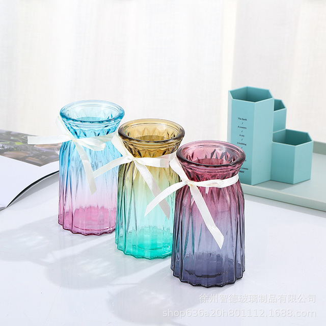 Al por mayor simple origami florero de cristal de color florero simple decoración de la sala de estar florero hidropónico florero