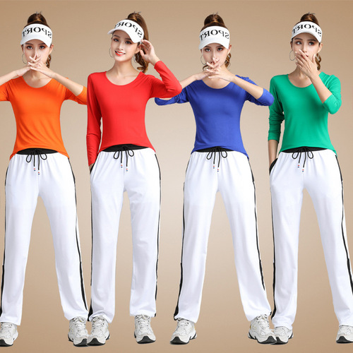 Tingziyi square dance clothing new autumn and winter long-sleeved tops sports fitness dance group performance fitness single piece