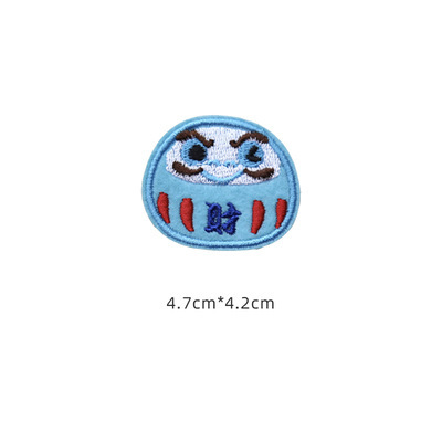 Fukua Japanese Kokeshi Cute Fabric Sticker Versatile Embroidery Sticker Yellow Hemp Shopping Bag Decorative Sticker Daruma Instagram Iron-on