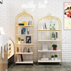 Nordic Golden Birdcage Style Multi-Level Standing Display Shelf for Books, Cosmetics, Nail Art, Clothing, Shoes, and Bags