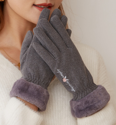 Women's Winter Gloves Cycling Ski Cycling Gloves Windproof and Coldproof Touch Screen Thickened Heating Warm Gloves Wholesale
