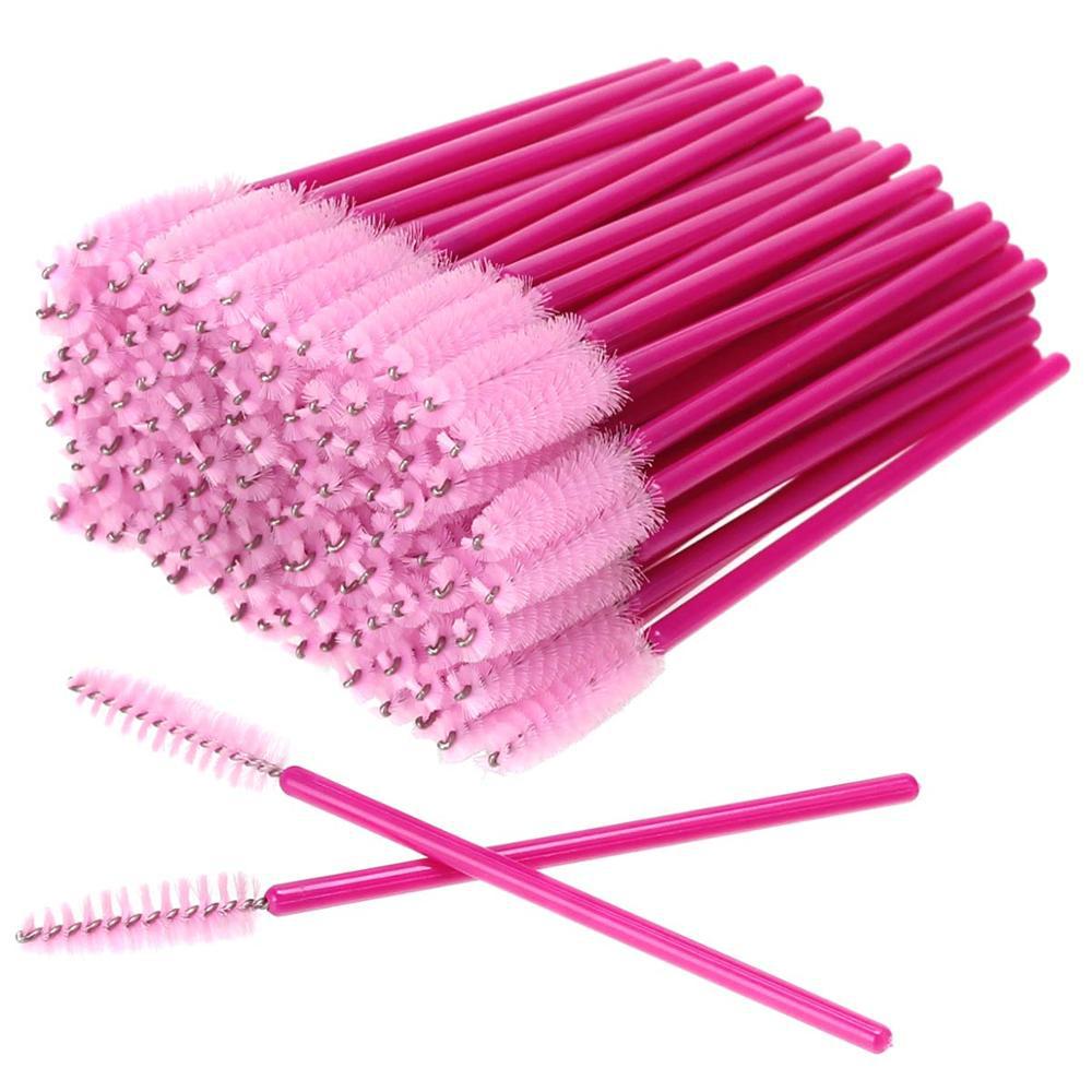Cepillo de pestañas desechable a granel extensión de pestañas cepillo ojo palillo barra de oro, Rosa/rosa