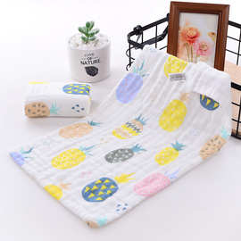 纯棉高密六层纱布儿童巾婴幼儿水洗纱布毛巾宝宝洗脸长巾母婴E18