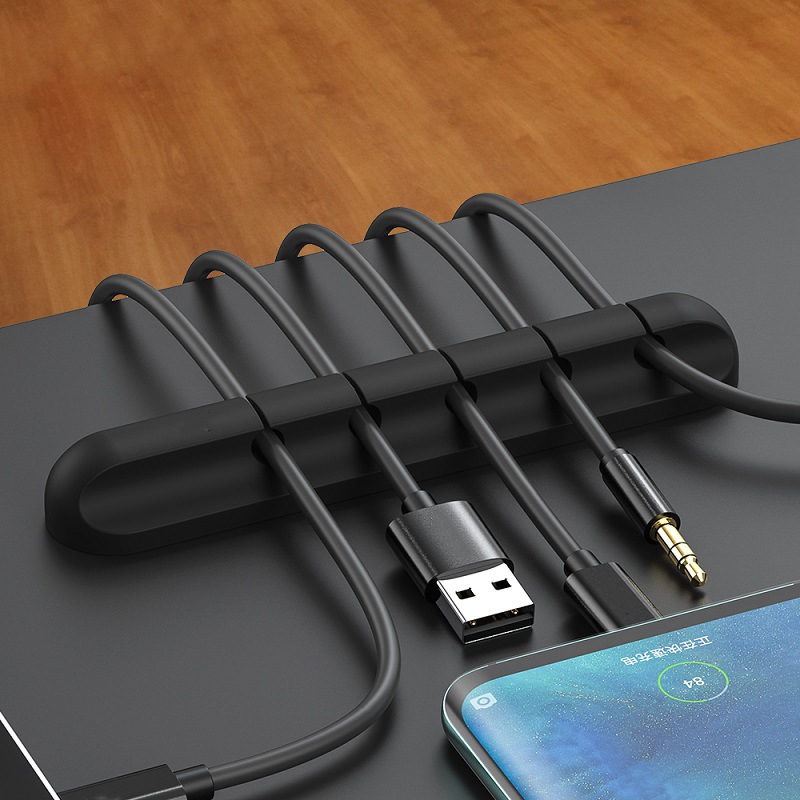 Organizador de cables adhesivo de silicona para escritorio o coche