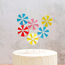 蛋糕装饰插牌 创意海绵马卡龙三只装棒棒糖插件 生日烘焙用品批发