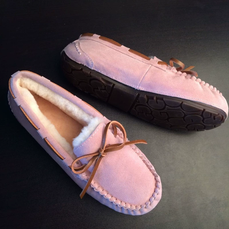 Прямые продажи осенне-зимние меховые туфли One Bean, женские туфли с бантом из шерсти, утолщенная Нескользящая хлопчатобумажная обувь фабричного поколения