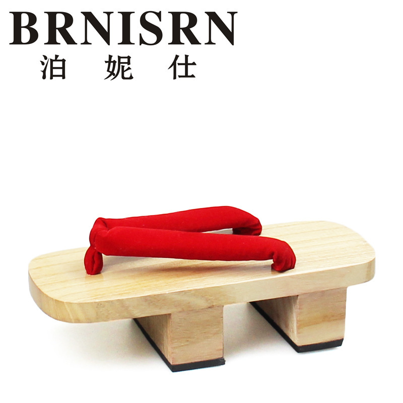 In-Stock Women's Japanese-Style Two-Toe Wooden Clogs, Unisex Shoes, Herringbone Mid-Heel High-Heeled Slippers, Direct Source