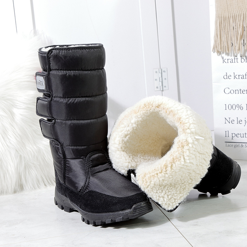 Más tamaño botas de nieve alto-top unisex de tres hebilla a prueba de viento polainas a prueba de nieve fábrica al por mayor y al por menor de una sola pieza de entrega