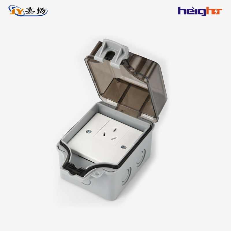 Manufacturer Supply IP66 Outdoor Waterproof Socket Box with Height Three-Pin Socket Surface Mount 86 Type Waterproof Socket 16A