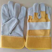 厂家黄胶袖短电焊皮手套黄布二指耐磨防刺破隔热焊工劳保手套