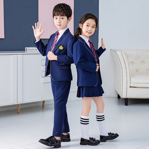 Kindergarten uniforms, spring and autumn clothing, new children's small suits, handsome British college style primary school uniforms LOGE