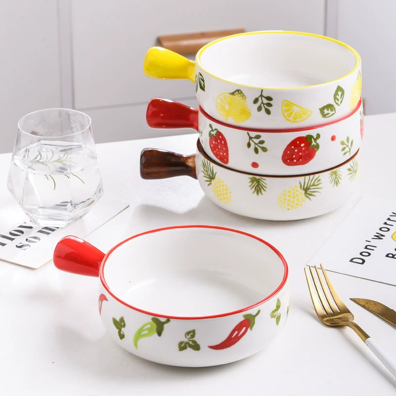 Ceramic fruit handle, soup bowl for home use, hand painting