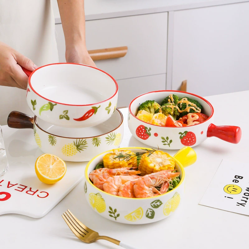 Ceramic fruit handle, soup bowl for home use, hand painting