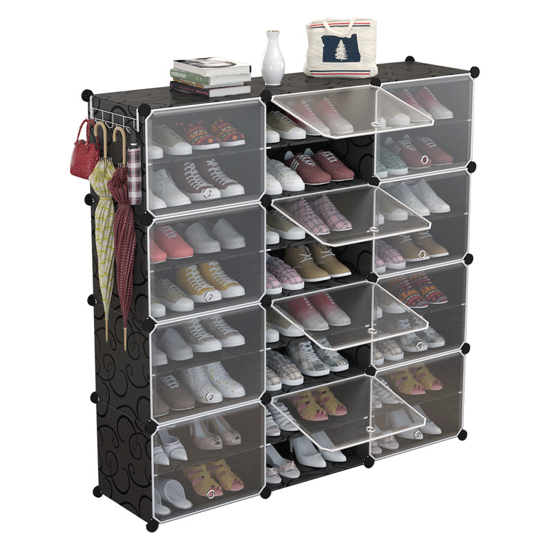 Zapatos de montaje de plástico fácil armario de zapatos casa de alquiler ahorro de espacio zapatero multifuncional a prueba de polvo zapatos gabinete de almacenamiento