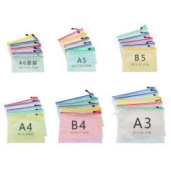 Transparent zipper document bag Creative student stationery grid pen bag A4 waterproof data storage bag LOGO design