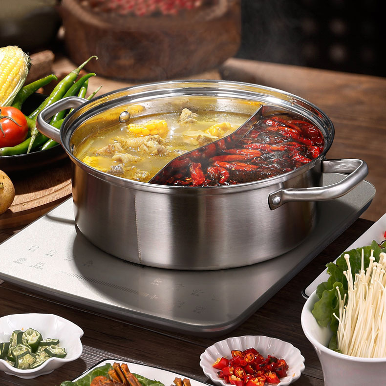 304 Stainless Steel Mandarin Duck Pot Induction Cooker Pot Two-Flavor Hot Pot Pot Double Bottom Hot Pot Basin Large Capacity Household Commercial Pot 304 Stainless Steel Mandarin Duck Pot Induction Cooker Pot Two-Flavor Hot Pot Pot Double Bottom Hot Pot Basin Large Capacity Household Commercial Pot