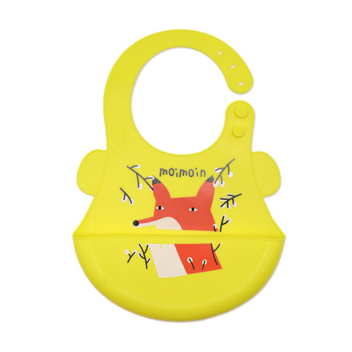 2024 cartoon silicone bib three-dimensional no-wash waterproof eating bag for children 6-stop adjustable large baby bib