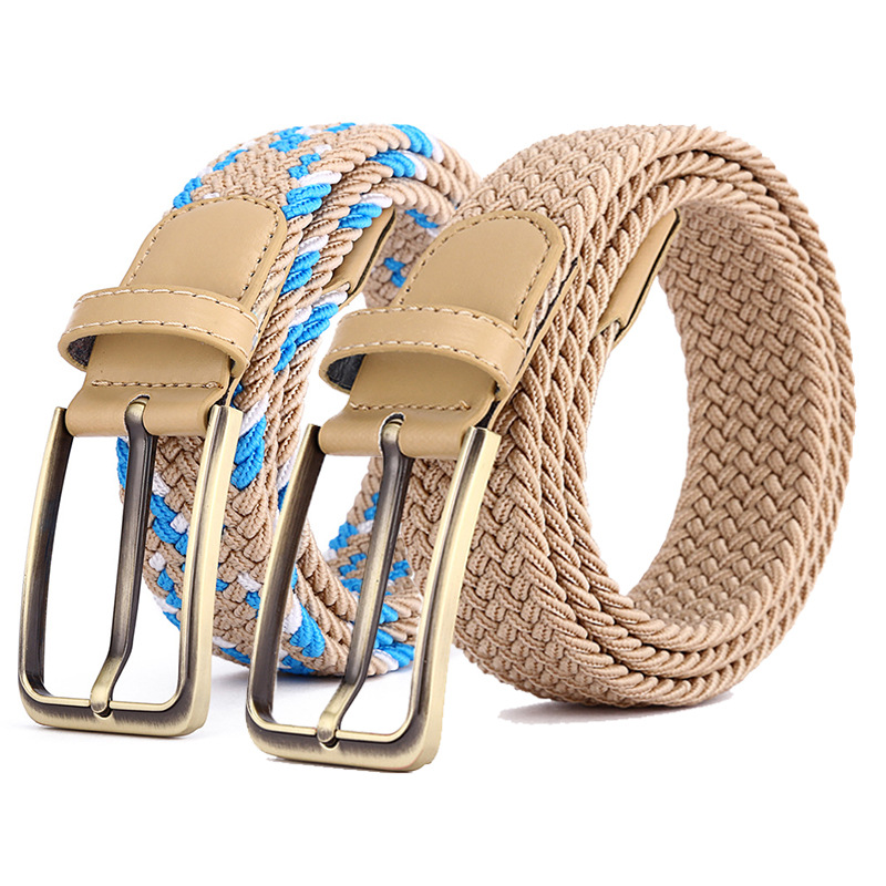 Correa de aleación rectangular 39 Color hombres y mujeres de la aguja cuero hebilla pantalones elásticos cinturón coreano cinturón tejido de lona elástica