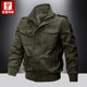 Spring and Autumn Men's Military Coat Cotton Casual Loose Work Jacket for Young and Middle-aged Solid Color Multi-pocket Thin Top